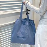 White Large Capacity Tote Bag - Lightweight Single Shoulder Bag for Commute, Casual Outings, and Shopping - Front View