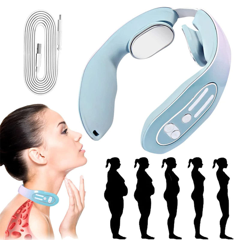 Gradient Blue 12-Level Intelligent Neck Massager with Heating Function - Pain Relief and Relaxation