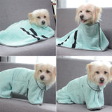 2PCS/S Size Green Soft and Absorbent Dog Bathrobe Towel - Cozy Pet Drying Wrap for Small to Medium Dogs - Side View