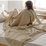 Cotton Waffle Blanket - Air Conditioning Blanket/Throw/Summer Quilt, 100*152cm,Khaki - Front View