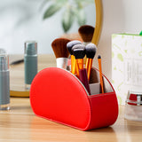 Red Stylish Remote Control Storage Box - PU Leather Organizer with Compartments - Top-Down View