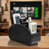 Gray Stylish Remote Control Storage Box - PU Leather Organizer with Compartments - Front View