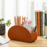 Gray Stylish Remote Control Storage Box - PU Leather Organizer with Compartments - Side View