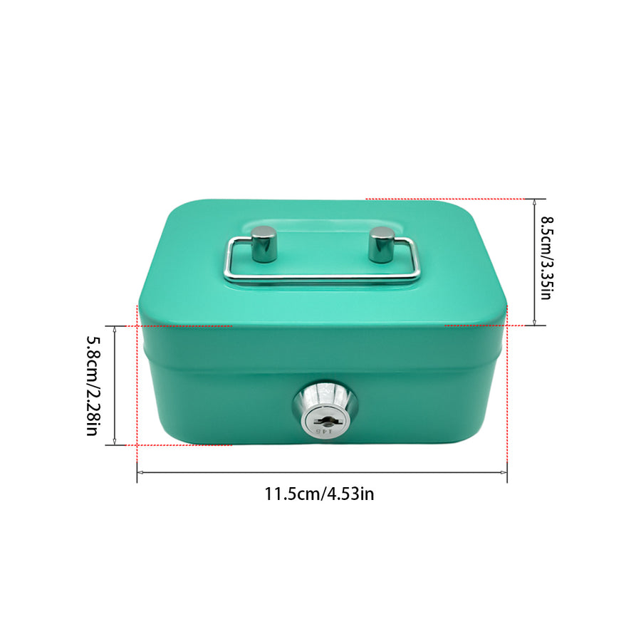 2PCS/Gray Mini Lockable Cash Box with Handle - Secure Money Storage Box