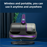 Purple Handheld Dust Mite Vacuum Cleaner - Cordless, High Suction Power, USB Rechargeable - Side View