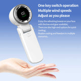 Black Portable USB Rechargeable Handheld Fan with Digital Display - Side View