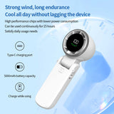 Black Portable USB Rechargeable Handheld Fan with Digital Display - 45-Degree Angle