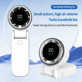 Mint Green Portable USB Rechargeable Handheld Fan with Digital Display - Front View