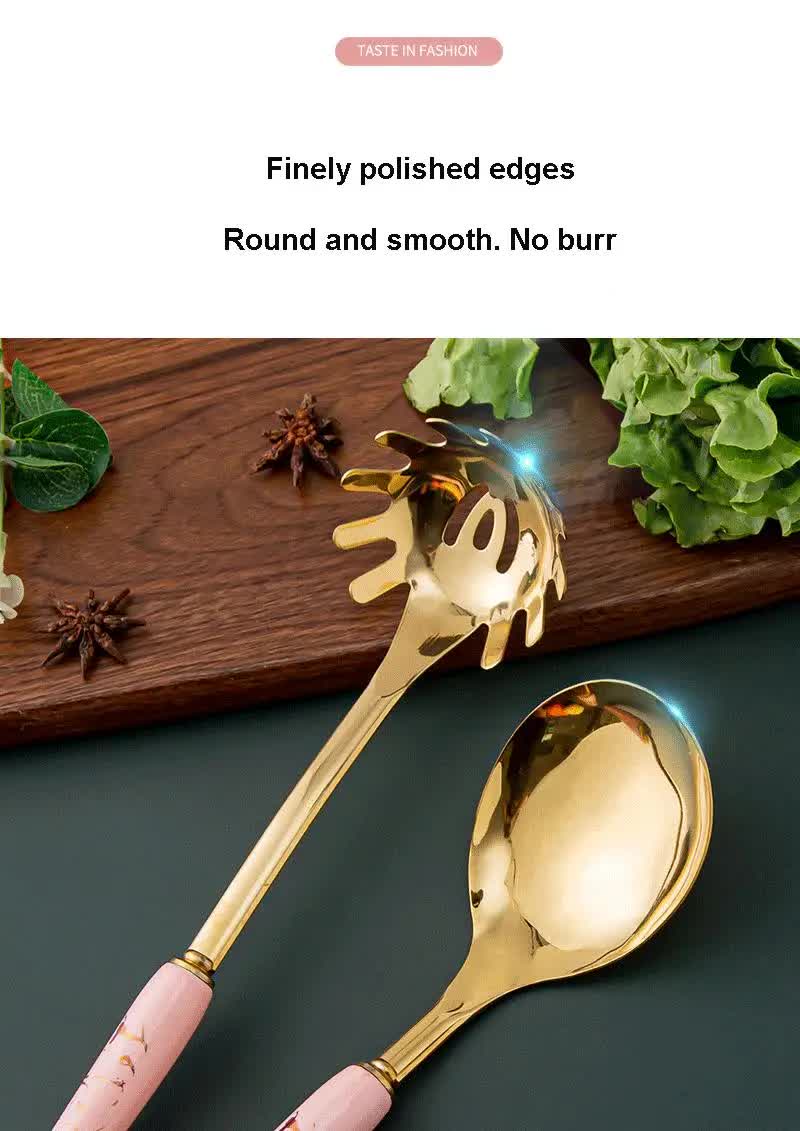 White Gold Stainless Steel Kitchen Utensil Set - 7-Piece Golden Cooking Tools with Stand, image 4