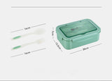2 PCS Green Multipurpose Lunch Box with Spoon and Fork - 45-Degree Angle