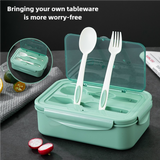 2 PCS Pink Multipurpose Lunch Box with Spoon and Fork - Front View
