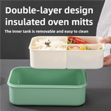 2 PCS Khaki Multipurpose Lunch Box with Spoon and Fork - Front View