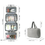 Black Multipurpose Portable Travel Toiletry Bag - Waterproof Cosmetic Organizer with Zipper - Front View