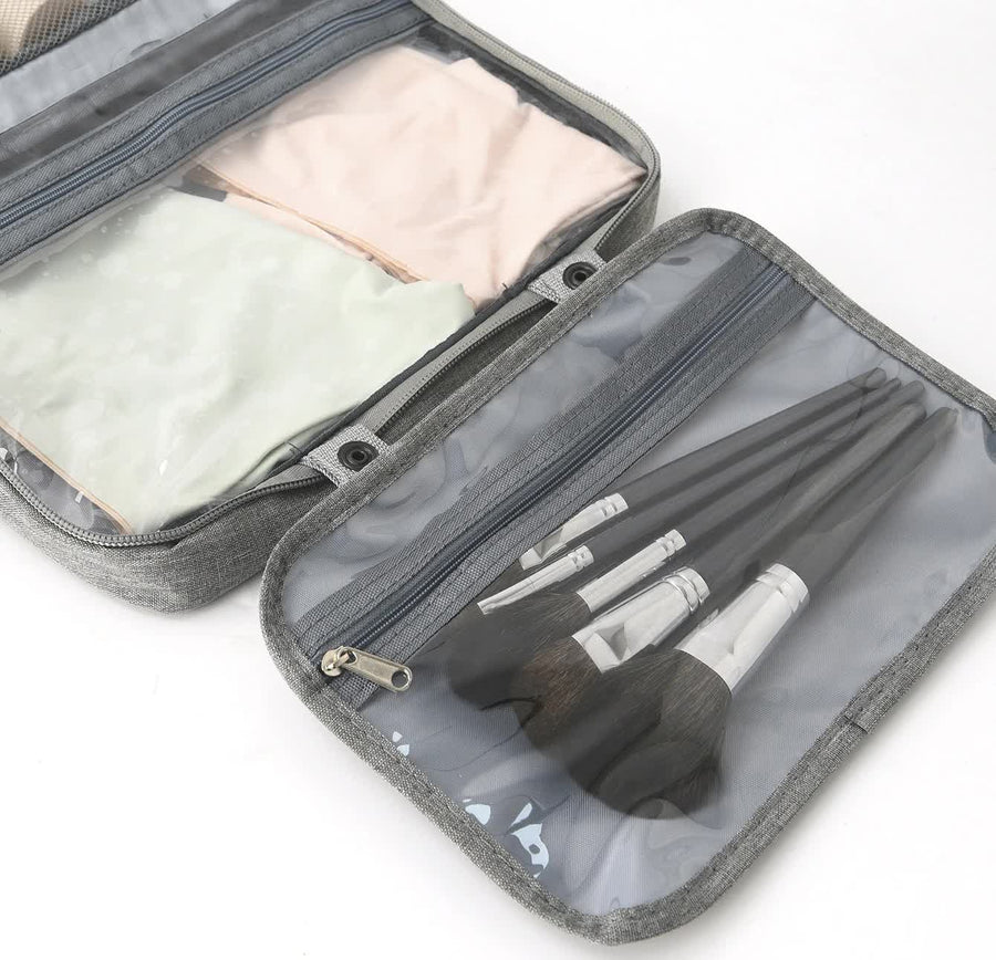 Purple Multipurpose Portable Travel Toiletry Bag - Waterproof Cosmetic Organizer with Zipper