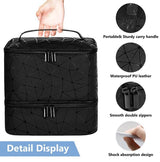 Blue Large Capacity PVC Cosmetic Bag - Portable Nail Polish Storage Case with Dividers - 45-Degree Angle