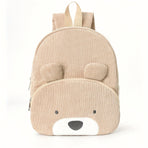 Cute Khaki Bear Backpack - Soft Corduroy Material with Adjustable Straps