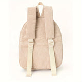 Cute Off White Bear Backpack - Soft Corduroy Material with Adjustable Straps - Side View