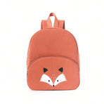 Cute Fox Backpack - Soft Corduroy Material with Adjustable Straps