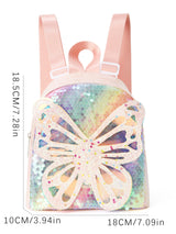 Glitter Butterfly Sequin Backpack - Sparkling Small Backpack for Kids - Side View