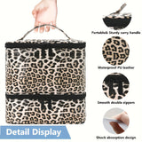 White Marble Double-Layer PU Nail Polish Storage Case with High Capacity for Essential Oils and Nail Lamp - Portable & Adjustable - Side View