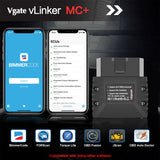(Bluetooth 3.0 version) Vgate vLinker MC+ Bluetooth OBD2 Diagnostic Scanner - Supports Multiple Car Models & Advanced Protocols, Compatible with Android and iOS - Top-Down View