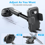 ML-239 Adjustable Car Phone Holder - Universal Suction Mount for Dashboard & Windscreen - 45-Degree Angle