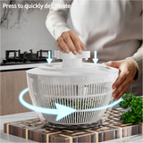 Transparent Black Manual Salad Spinner with Pressurized System - Efficient & Quick Vegetables Drying, Multiple Color Options - Top-Down View