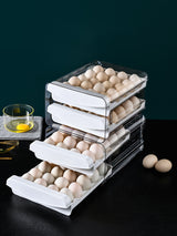 Clear Egg Storage Box with Two Layers - Space-Saving Design for 40 Eggs - Side View