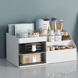 White Drawer-Style Cosmetic Organizer – Multifunctional Jewelry Storage Box for Desk - Minimalist Desk Organizer for Students - Side View