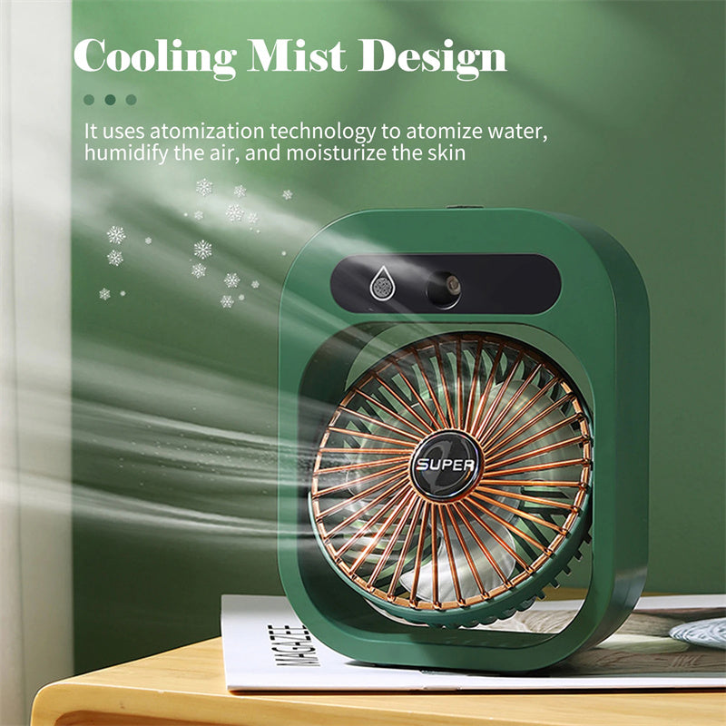 Portable USB Rechargeable Misting Fan ??Compact Personal Fan with Cooling Spray - Green Colors