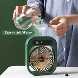 Portable USB Rechargeable Misting Fan ??Compact Personal Fan with Cooling Spray - Green Colors