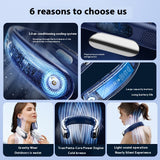 Digital Display Neck Fan - Rechargeable Portable Wearable Fan with Adjustable Speed- White 2400mAh - Side View