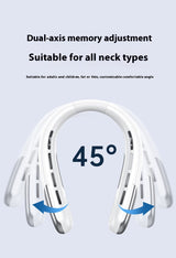 Digital Display Neck Fan - Rechargeable Portable Wearable Fan with Adjustable Speed- Blue 2400mAh - Top-Down View