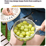 2PCS Brown Double-Layer Fruit and Vegetable Drain Basket - Multifunctional Collapsible Kitchen Strainer with Handle for Washing and Storage - Front View