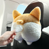 2PCS Cute Dog-Shaped Tissue Box - Plush Tissue Holder for Car and Home Use - Front View