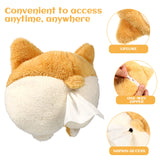 2PCS Cute Dog-Shaped Tissue Box - Plush Tissue Holder for Car and Home Use - Side View