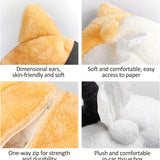 2PCS Cute Dog-Shaped Tissue Box - Plush Tissue Holder for Car and Home Use - 45-Degree Angle