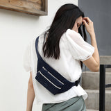Black Casual Chest Bag - Water-Resistant Compact Waist Pack for Women with Adjustable Strap - Front View