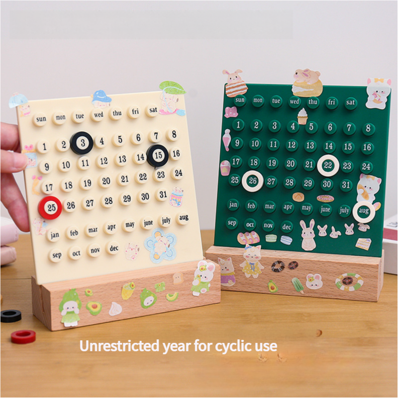 Red DIY Ring Perpetual Calendar - Creative Acrylic Desktop Calendar with Adjustable Rings