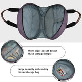 Blue Multi-Pocket Embroidery Storage Bag - Oxford Cloth Handbag Organizer for Cross-Stitch and Thread Storage - Side View