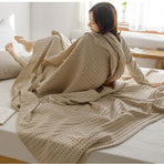 Cotton Waffle Blanket - Air Conditioning Blanket/Throw/Summer Quilt, 200*230cm,Yellow