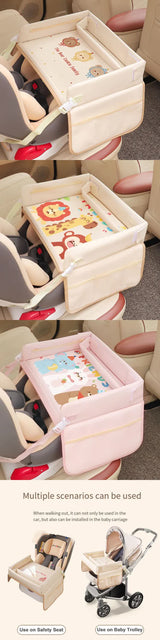 Little Bear Little Elephant Little White Rabbit Children's Portable Car Seat Activity Tray - Multifunctional Travel Desk - Top-Down View