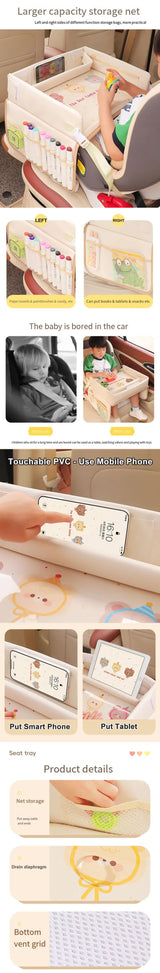 Little Bear Little Elephant Little White Rabbit Children's Portable Car Seat Activity Tray - Multifunctional Travel Desk - 45-Degree Angle
