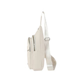 Khaki Women's Quilted Sling Bag - Stylish Crossbody Shoulder Backpack - Top-Down View