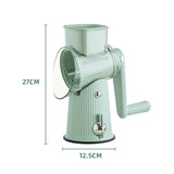 White 10-in-1 Manual Vegetable Slicer with Interchangeable Blades - Multifunctional Rotary Grater and Shredder for Kitchen Use - Front View