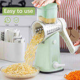 White 10-in-1 Manual Vegetable Slicer with Interchangeable Blades - Multifunctional Rotary Grater and Shredder for Kitchen Use - Side View