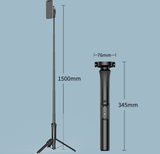 Black Multifunctional Foldable Selfie Stick with Tripod Stand & Bluetooth Remote - Side View