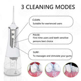 Pink 300ML Cordless Water Flosser with 5 Nozzles - Rechargeable Portable Oral Irrigator - Side View