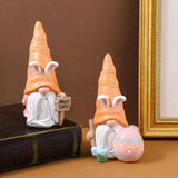Easter Egg Easter Bunny Gnome Figurines - Handmade Carrot Hat Decorations for Easter Home Decor - Front View
