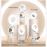 Foldable Clip-On Selfie Ring Light with Stand - Adjustable Brightness for Smartphones - Front View